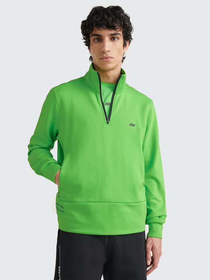 Tommy Hilfiger Sport Tonal Logo Essential Quarter-Zip Men\'s Sweatshirt Light Green | 87Ijrr4Ii89a