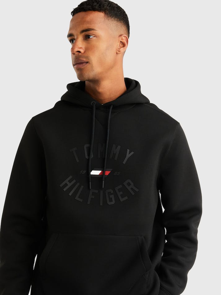 Tommy Hilfiger Sport Varsity Logo Men's Hoodie Black | ug6gQEmIldMF