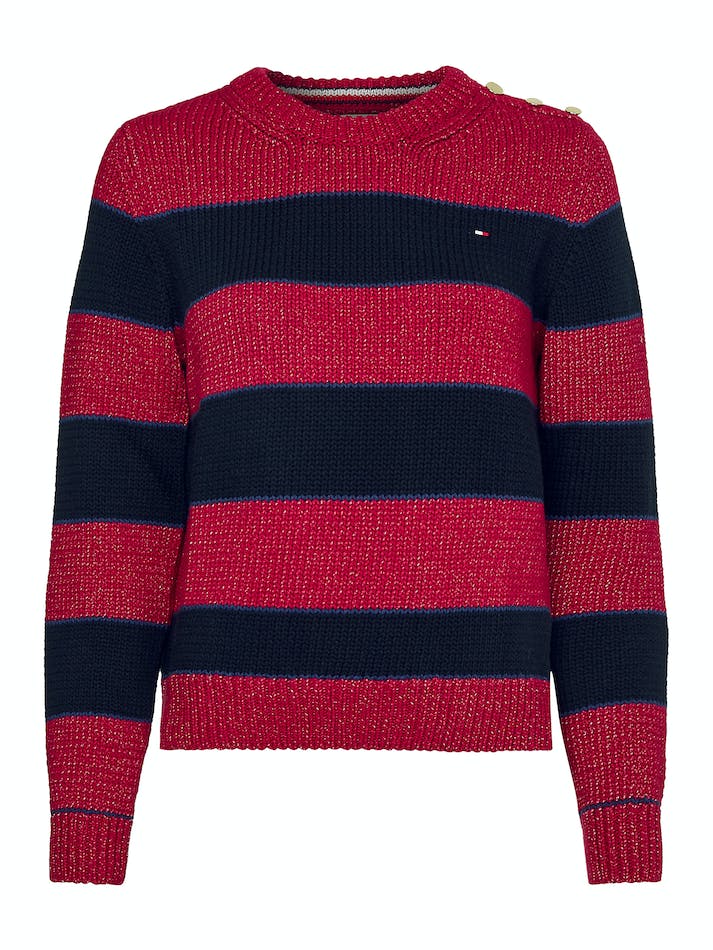 Tommy Hilfiger Stripe Button Closure Women's Jumpers Stripes / Royal | Dd6dLl6VehL9