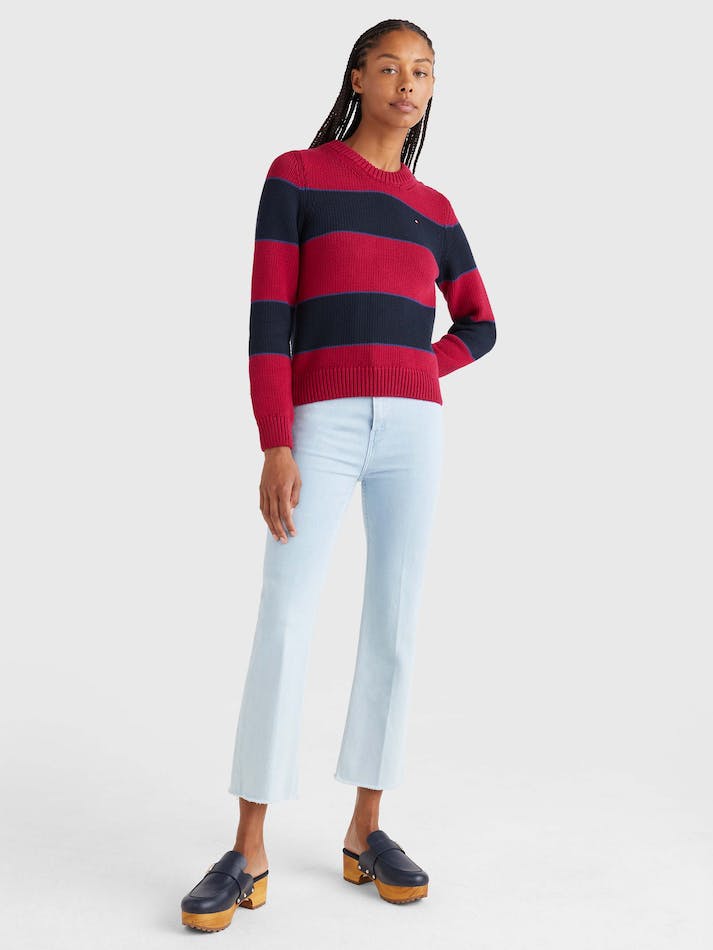 Tommy Hilfiger Stripe Button Closure Women\'s Jumpers Stripes / Royal | Dd6dLl6VehL9