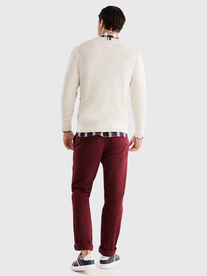 Tommy Hilfiger Stripe Crew Neck Relaxed Fit Men's Jumpers White | PJBKPuMIxKI3