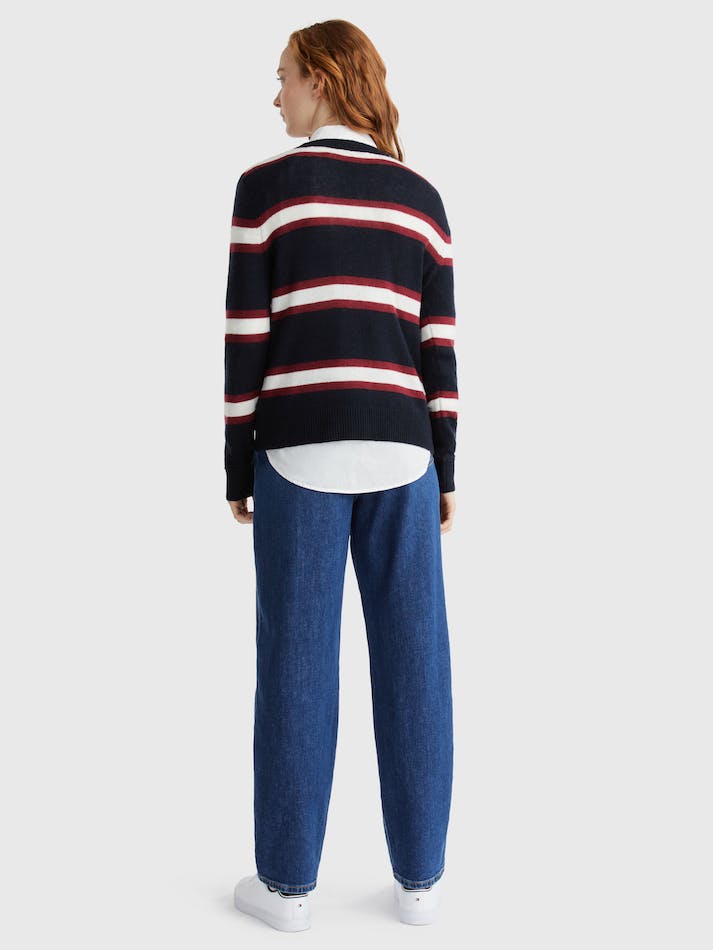 Tommy Hilfiger Stripe Crew Neck Wool Women's Jumpers Blue | X6ZhKUpPkWy6