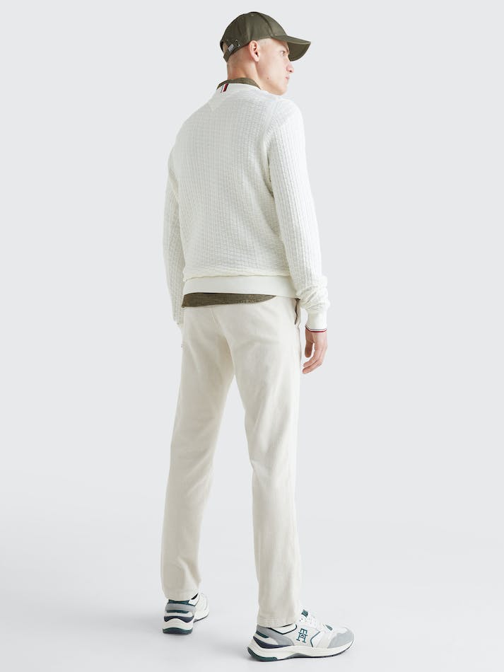 Tommy Hilfiger Structured Knit Crew-Neck Men's Jumpers White | DnvgWpXVgTUh