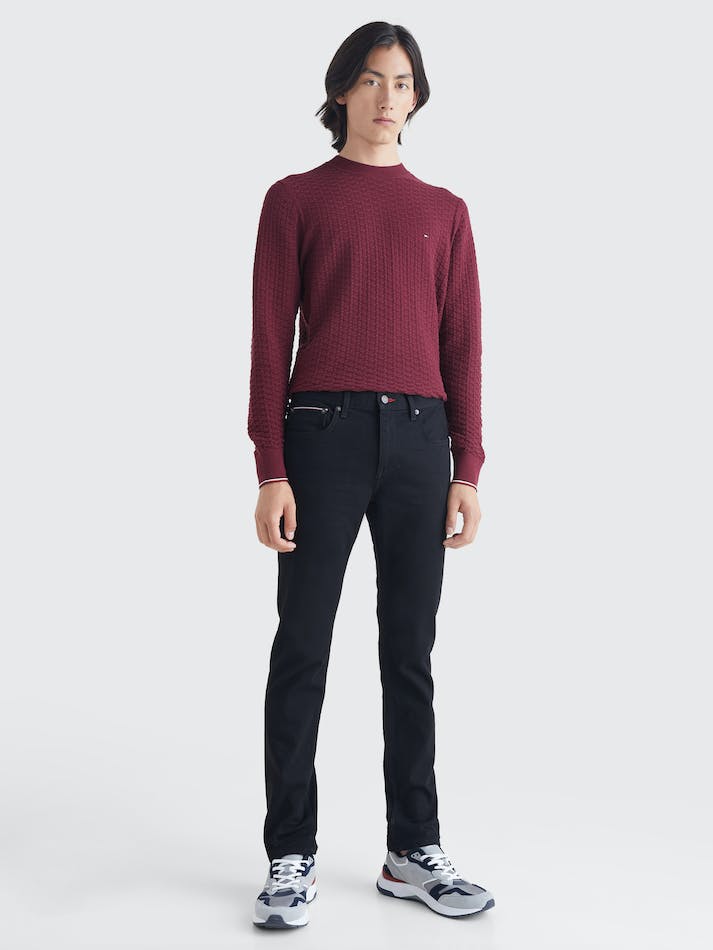 Tommy Hilfiger Structured Knit Crew-Neck Men\'s Jumpers Dark Red | SSsnoC3xraWk