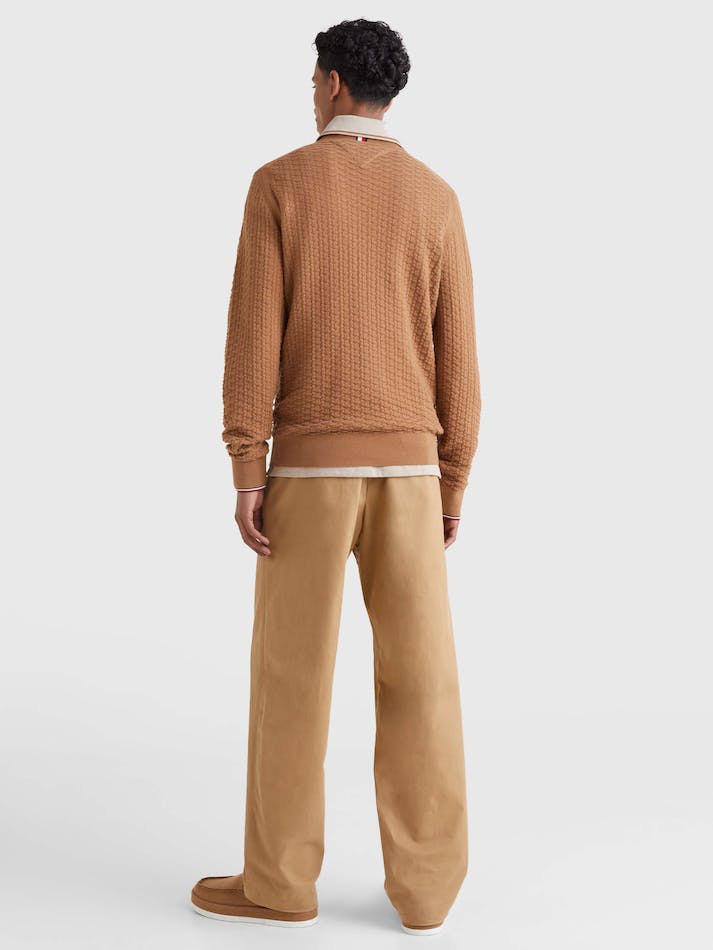 Tommy Hilfiger Structured Knit Crew-Neck Men's Jumpers Khaki | v8qUfvxijkNG