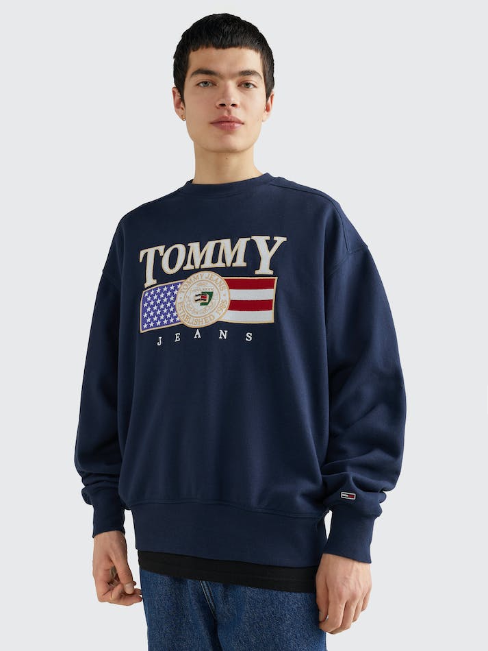 Tommy Jeans Sueded Comfort Fit Men's Sweatshirt Navy | k2xFEM5Nyliq