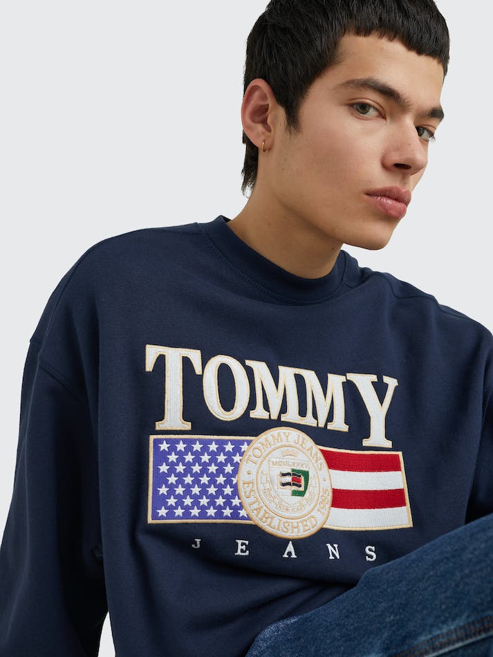 Tommy Jeans Sueded Comfort Fit Men's Sweatshirt Navy | k2xFEM5Nyliq