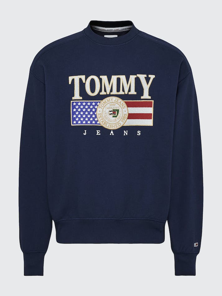 Tommy Jeans Sueded Comfort Fit Men's Sweatshirt Navy | k2xFEM5Nyliq