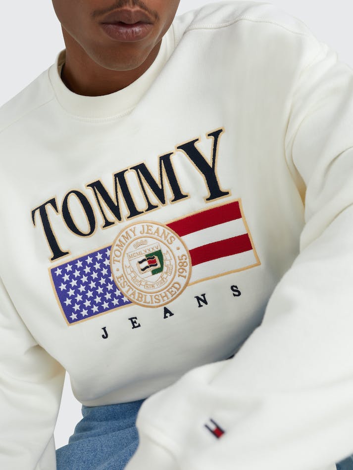 Tommy Jeans Sueded Comfort Fit Men's Sweatshirt White | pJLRDpSwhLJB