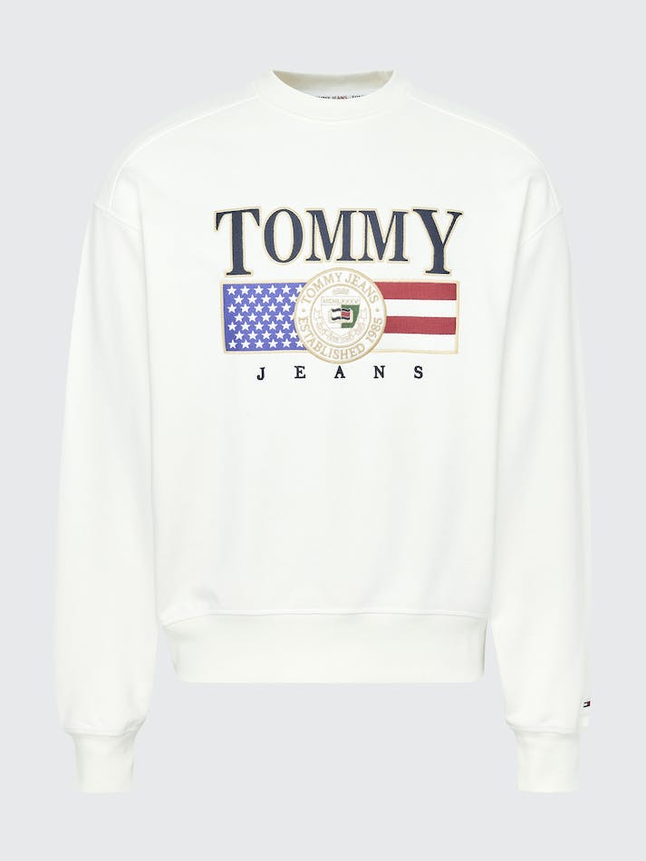 Tommy Jeans Sueded Comfort Fit Men's Sweatshirt White | pJLRDpSwhLJB