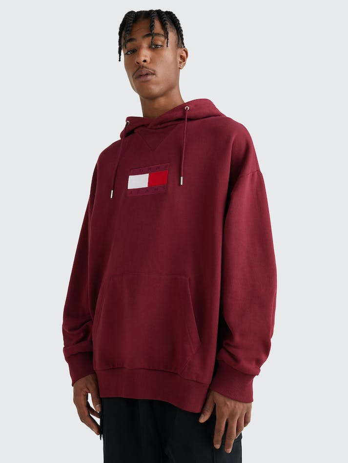 Tommy Jeans Sueded Tonal Logo Unisex Hoodie Dark Red | cDFC169oteK6