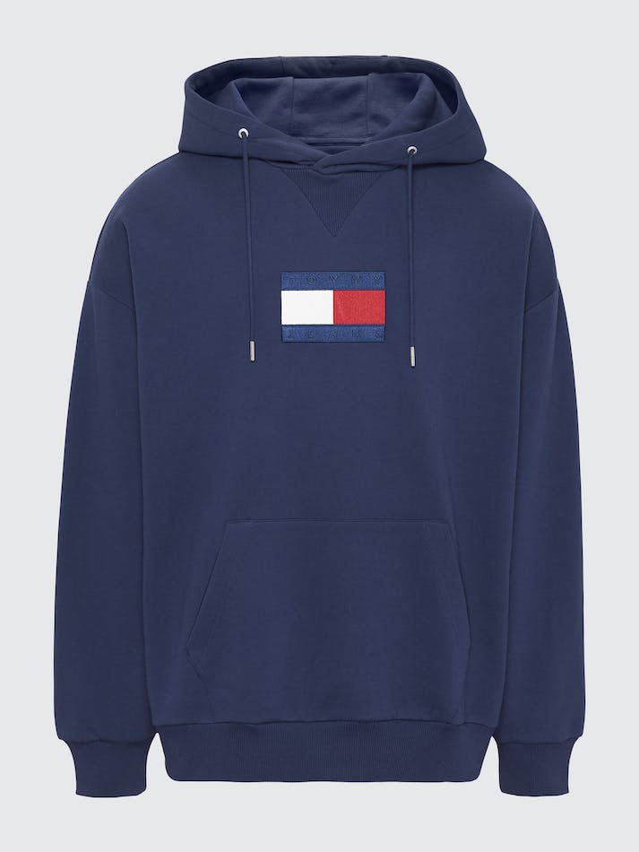 Tommy Jeans Sueded Tonal Logo Unisex Hoodie Navy | uRmOTXgzMJWk