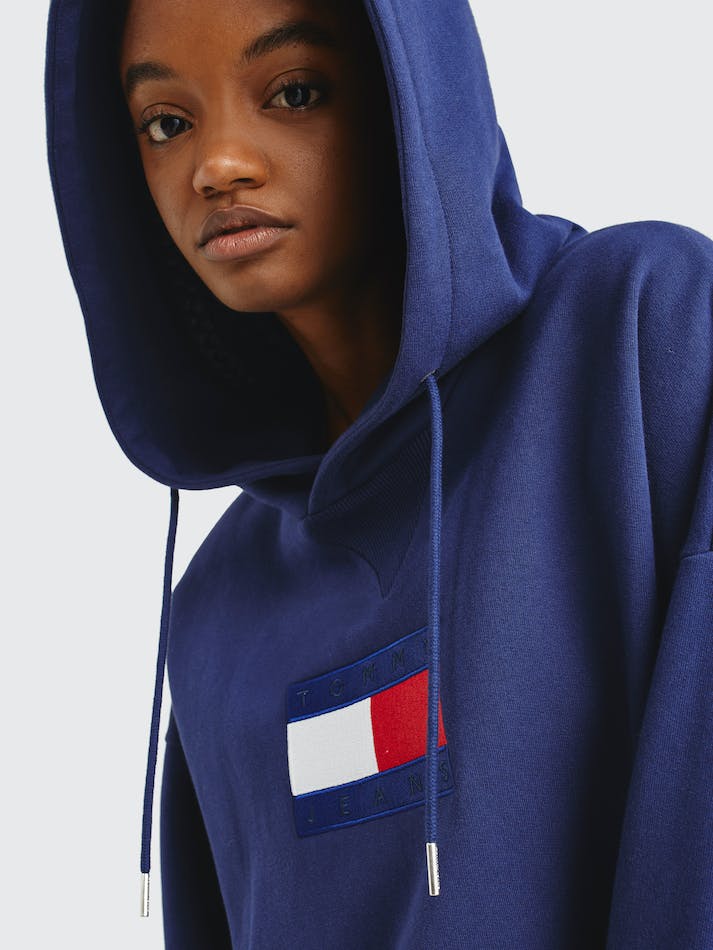 Tommy Jeans Sueded Tonal Logo Unisex Hoodie Navy | uRmOTXgzMJWk