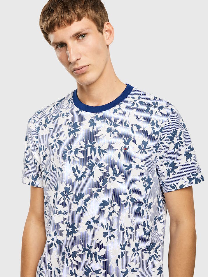 Tommy Hilfiger Summer Print Men's T Shirts Blue | PeDWpy56TScl