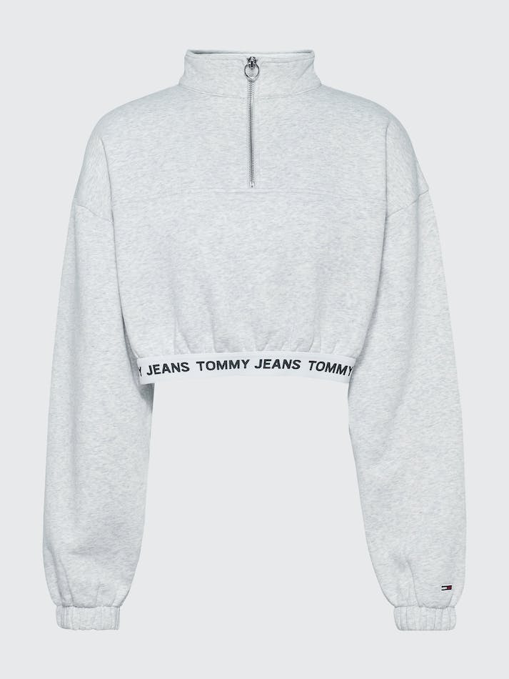 Tommy Jeans Super Cropped Fit Logo Waistband Women's Sweatshirt Silver Grey | 6AGJNlXUKCPI