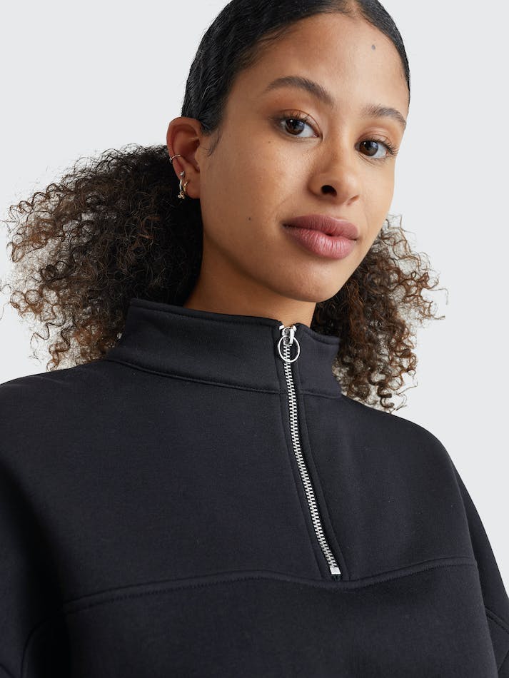 Tommy Jeans Super Cropped Fit Logo Waistband Women's Sweatshirt Black | k4u2GeAGUjpv