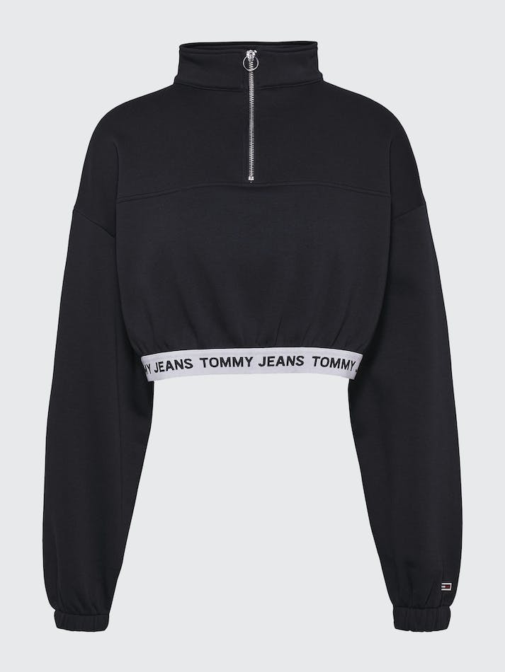 Tommy Jeans Super Cropped Fit Logo Waistband Women's Sweatshirt Black | k4u2GeAGUjpv