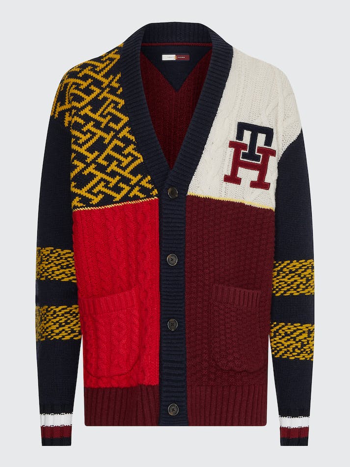 Tommy Hilfiger THL Letterman Relaxed Fit Men's Cardigan Dark Red | 0lYOpeTWZ9Or