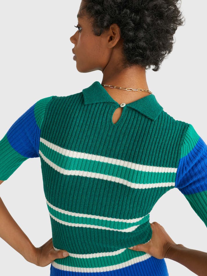 Tommy Hilfiger THL Stripe Sweater Women's Dress Blue | N10u9g0lSmlL