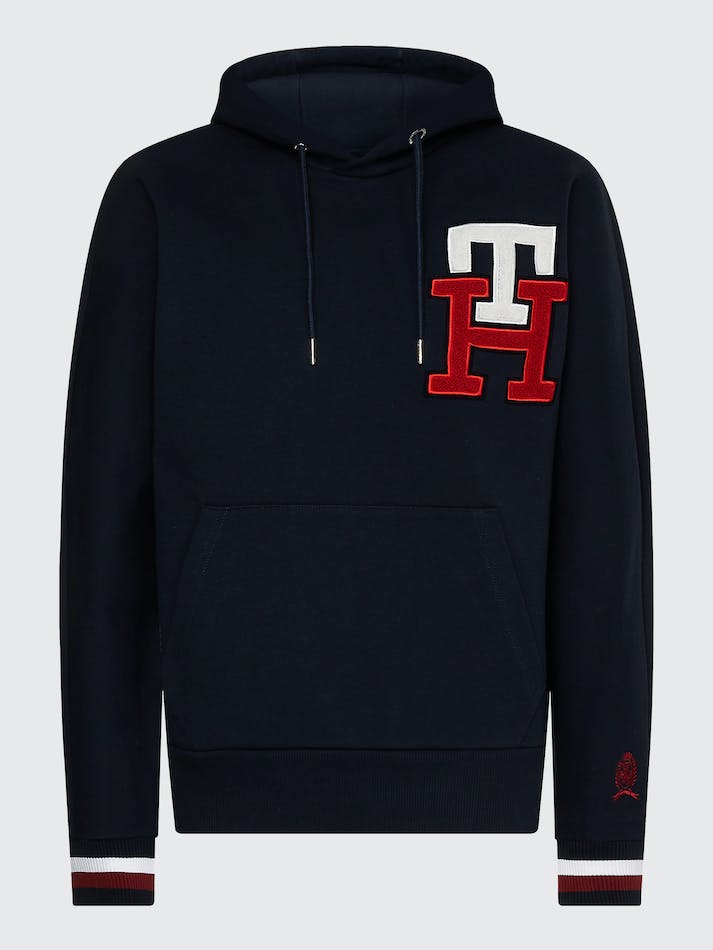 Tommy Hilfiger THL Varsity Applique Boxy Fit Men's Hoodie Blue | NyE3RMciSrUa