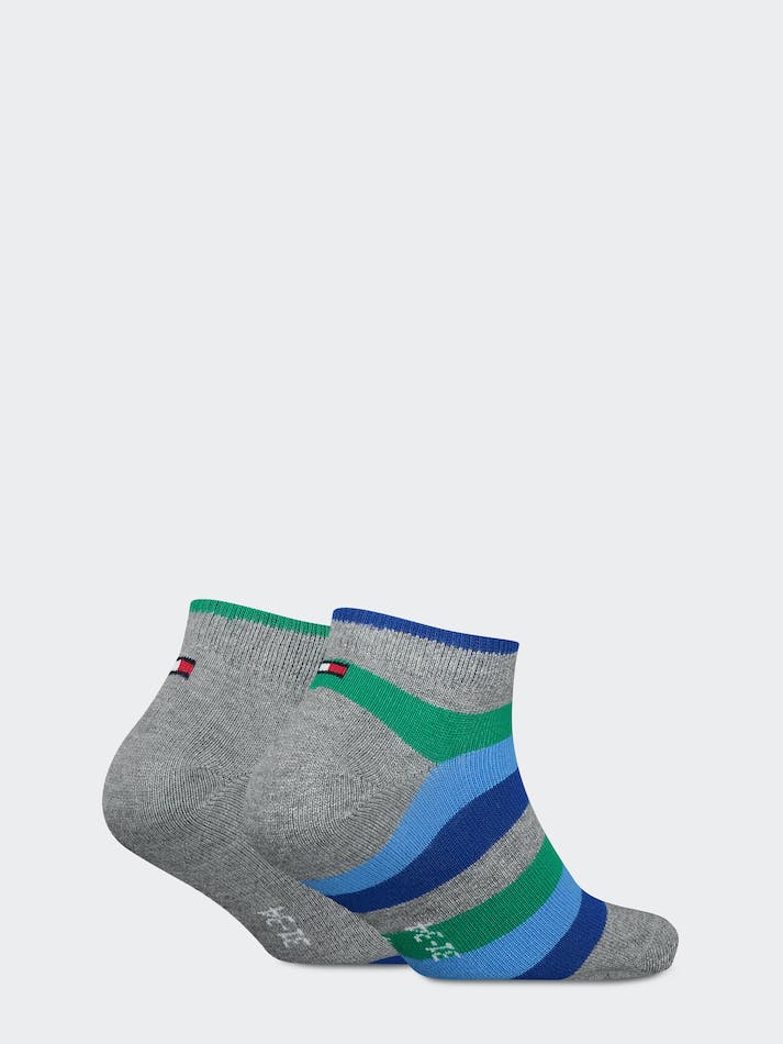 Tommy Hilfiger TH Basic Stripe Quarter Kids' Socks Green / Blue | ZYZMv9EosrCG