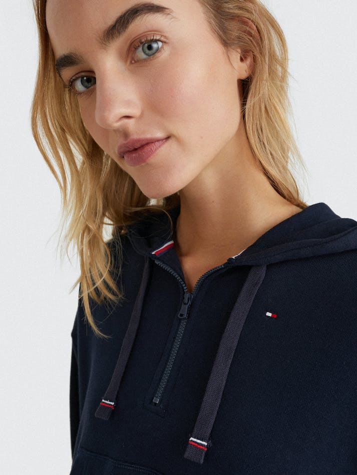 Tommy Hilfiger TH Half-Zip Women's Hoodie Blue | hUjjFn2SbkBD