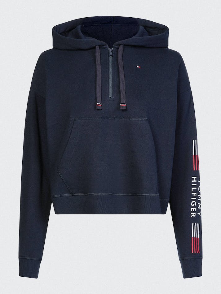 Tommy Hilfiger TH Half-Zip Women's Hoodie Blue | hUjjFn2SbkBD