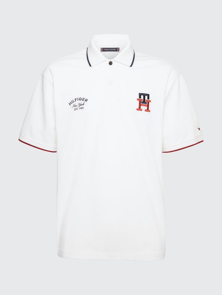 Tommy Hilfiger TH Monogram Archive Fit Men's Polo Shirts White | pOYtYyLWj6YZ