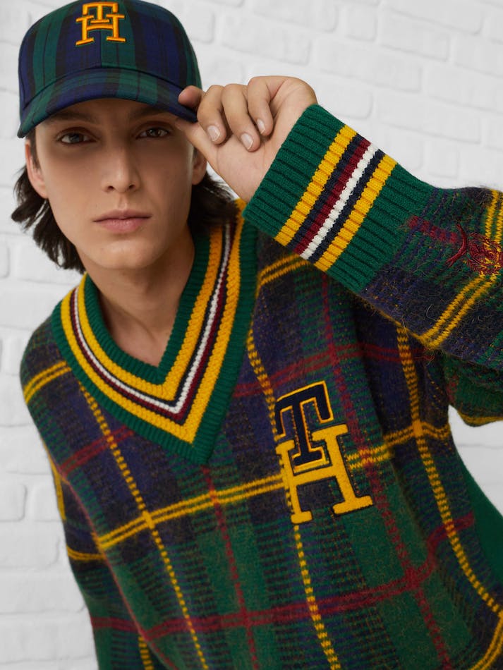 Tommy Hilfiger TH Monogram Black Watch Tartan Men's Sweaters Green | ecICga2Scz0T