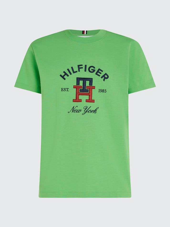 Tommy Hilfiger TH Monogram Embroidery Logo Men\'s T Shirts Light Green | a7FbFAXZZlVX