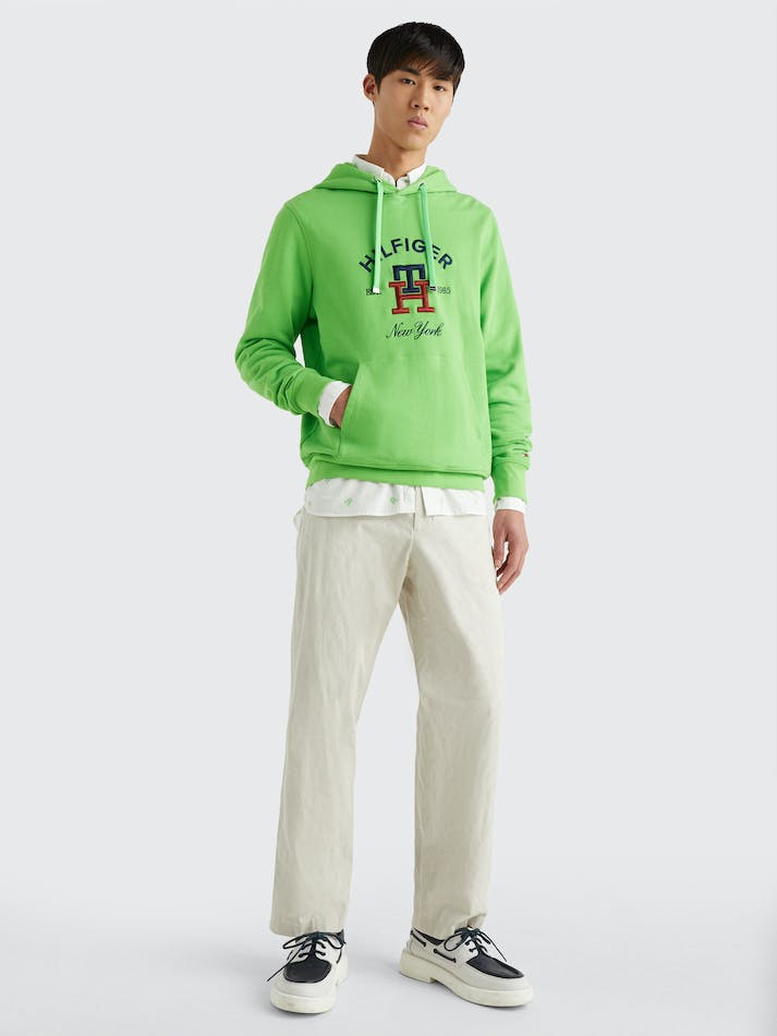 Tommy Hilfiger TH Monogram Embroidery Men's Hoodie Light Green | mPgwWDvixJjX