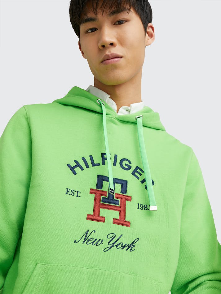 Tommy Hilfiger TH Monogram Embroidery Men's Hoodie Light Green | mPgwWDvixJjX