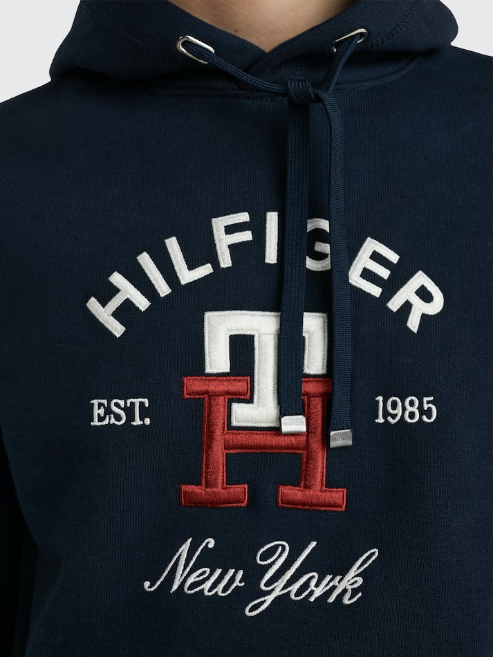 Tommy Hilfiger TH Monogram Embroidery Men's Hoodie Blue | mzdoYlxS8Pqy