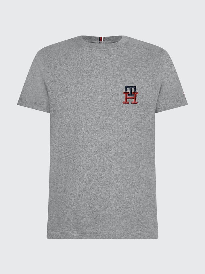 Tommy Hilfiger TH Monogram Essential Embroidery Men's T Shirts Hth Spk Dark Gry | S2ShjU5W6y60