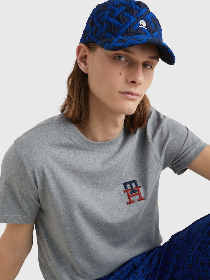 Tommy Hilfiger TH Monogram Essential Embroidery Men's T Shirts Hth Spk Dark Gry | S2ShjU5W6y60