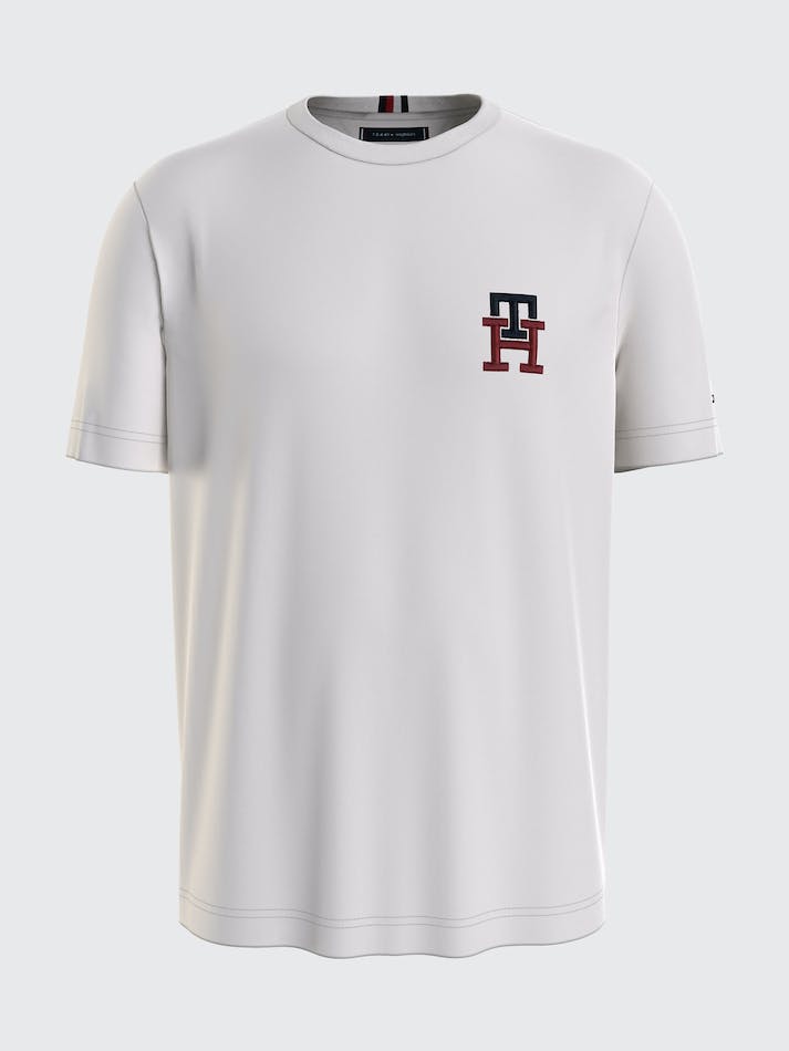 Tommy Hilfiger TH Monogram Essential Embroidery Men's T Shirts White | Yy4ffG50Igd6