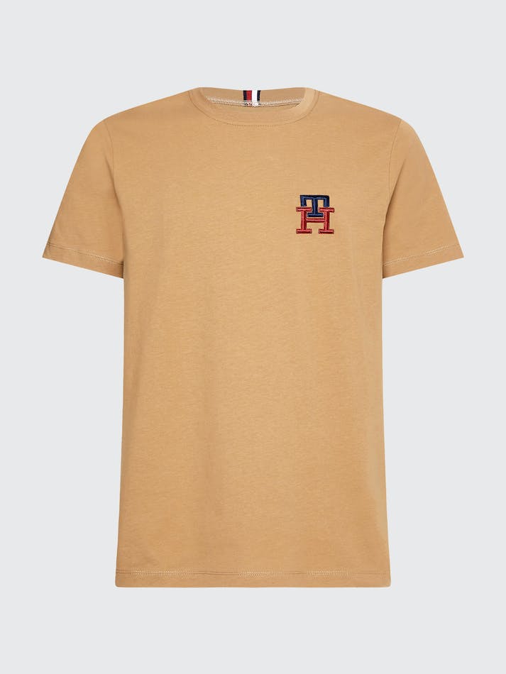 Tommy Hilfiger TH Monogram Essential Embroidery Men's T Shirts Khaki | a7GWcaAlXgrs