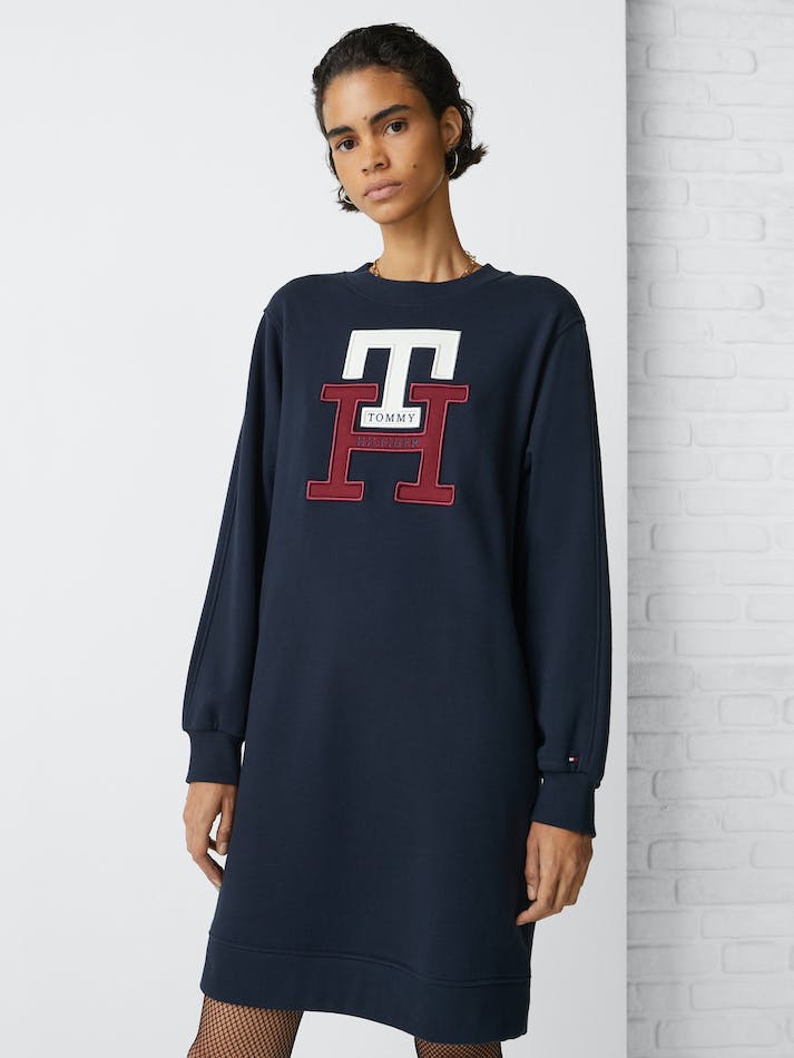 Tommy Hilfiger TH Monogram Jumper Women's Dress Blue | MdbNRboTTPeX