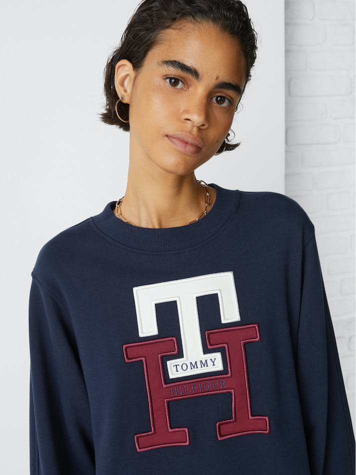 Tommy Hilfiger TH Monogram Jumper Women's Dress Blue | MdbNRboTTPeX