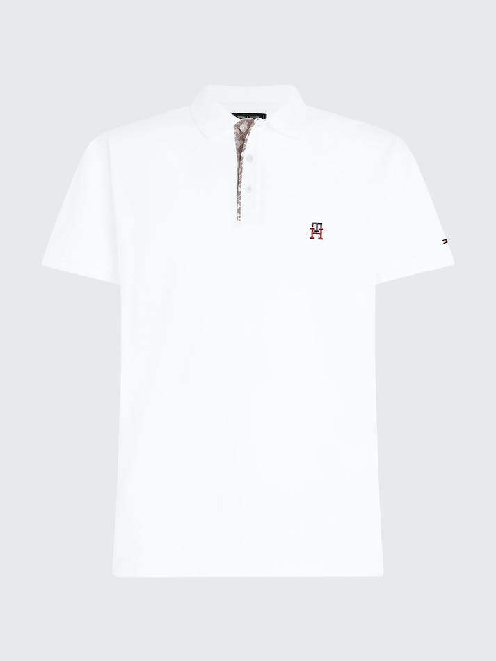 Tommy Hilfiger TH Monogram Placket Archive Fit Men's Polo Shirts White | YQfpShGZplfV