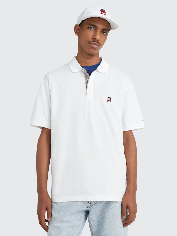 Tommy Hilfiger TH Monogram Placket Archive Fit Men\'s Polo Shirts White | YQfpShGZplfV