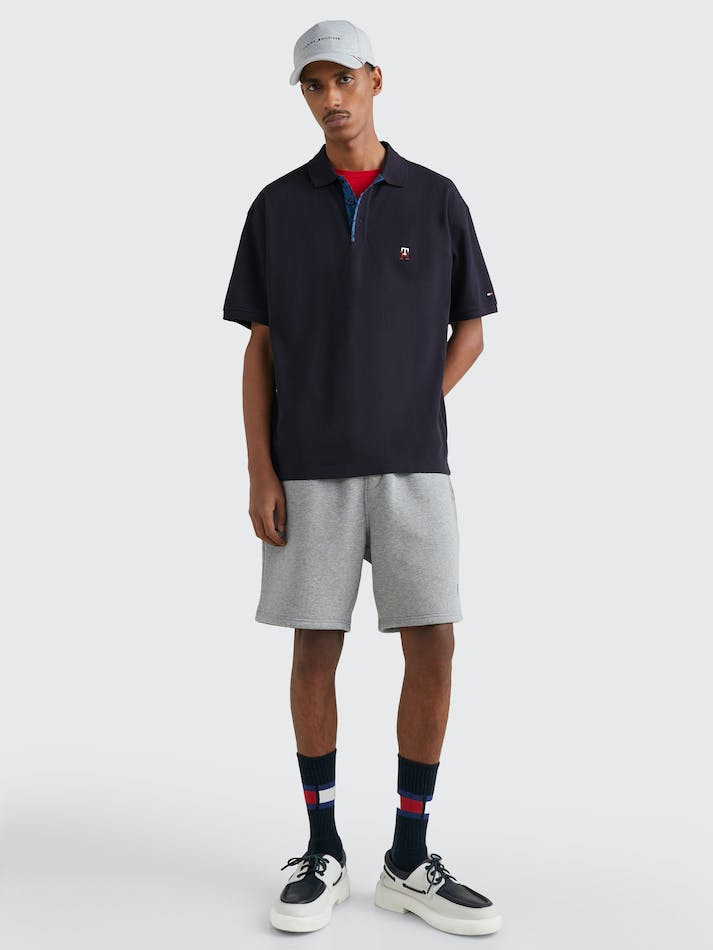 Tommy Hilfiger TH Monogram Placket Archive Fit Men's Polo Shirts Blue | cPF6JWQubkly