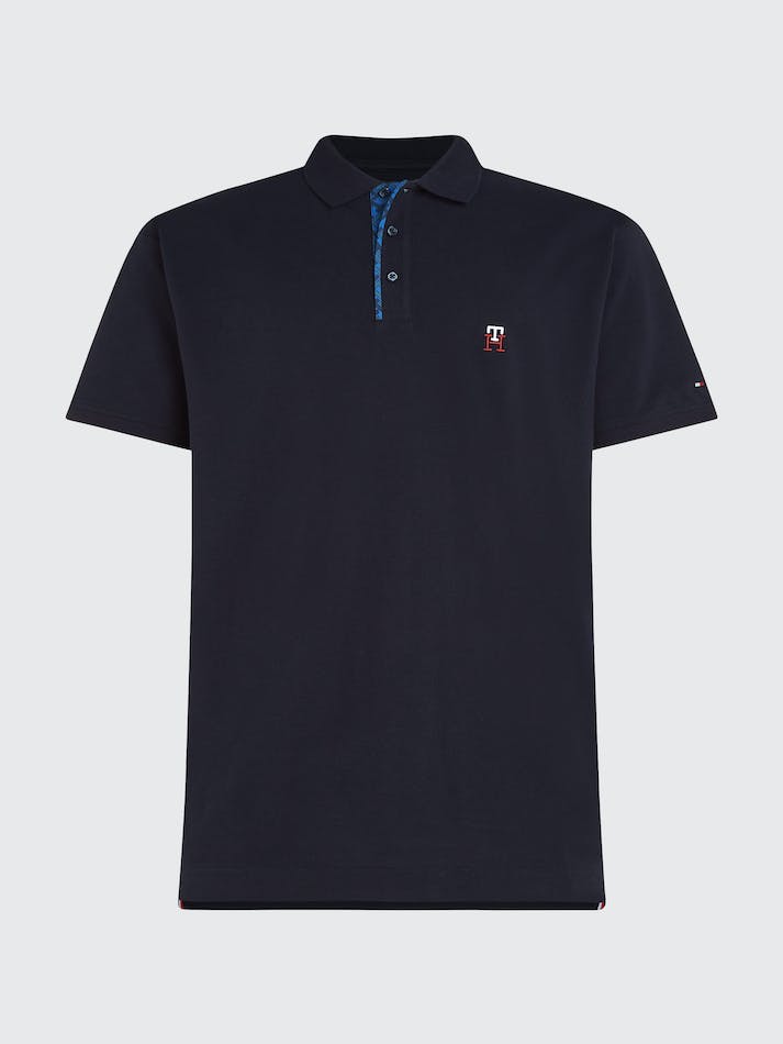 Tommy Hilfiger TH Monogram Placket Archive Fit Men's Polo Shirts Blue | cPF6JWQubkly