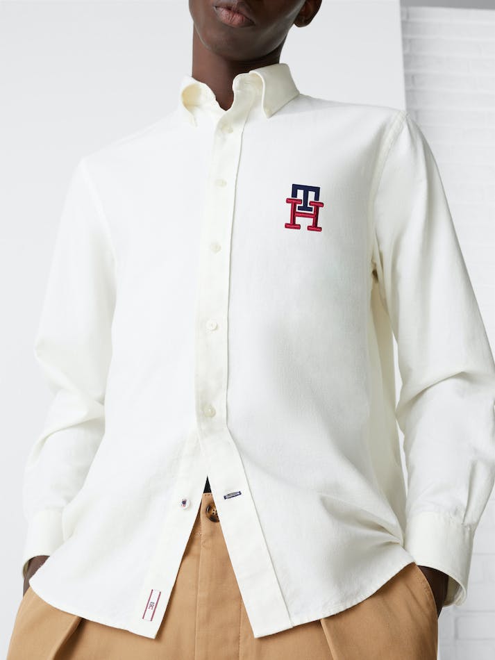 Tommy Hilfiger TH Monogram Regular Fit Oxford Men's Shirts Light | UCzfHLQdbSdW