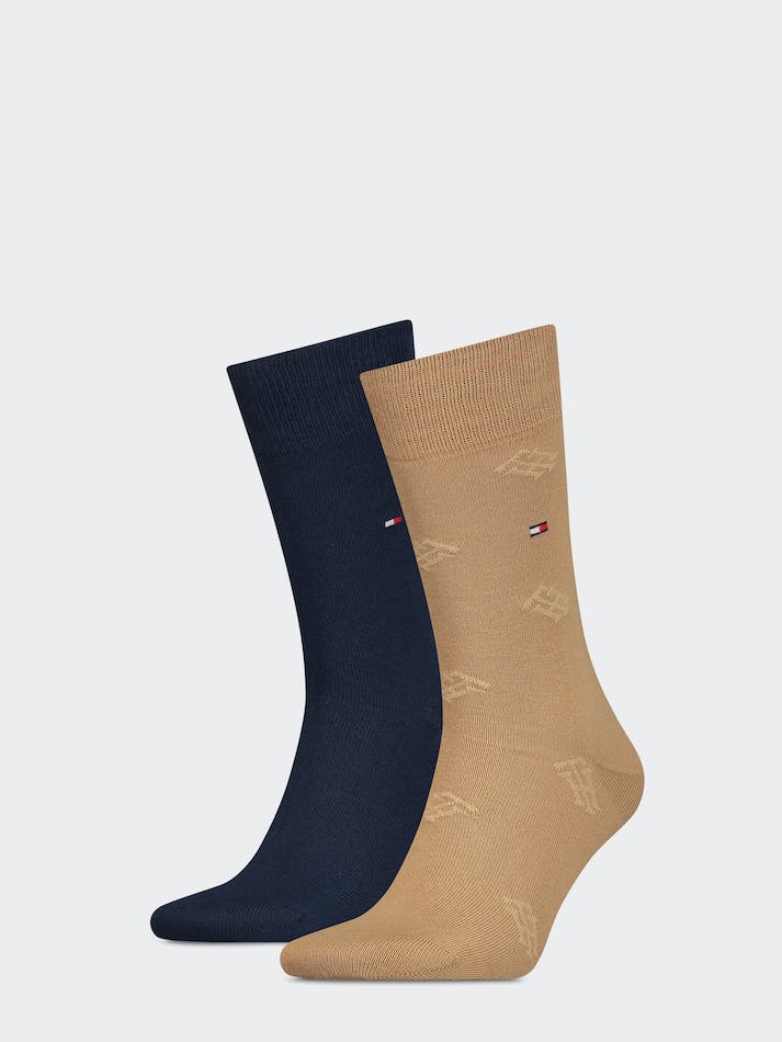 Tommy Hilfiger TH Socks 2-Pack Monogram Aop Men\'s Socks Dark Blue | 8COaYRuKhJz3