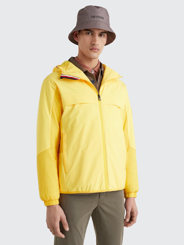 Tommy Hilfiger TH Tech Logo Hooded Men's Jackets Yellow | Ie25DlQf2oXP