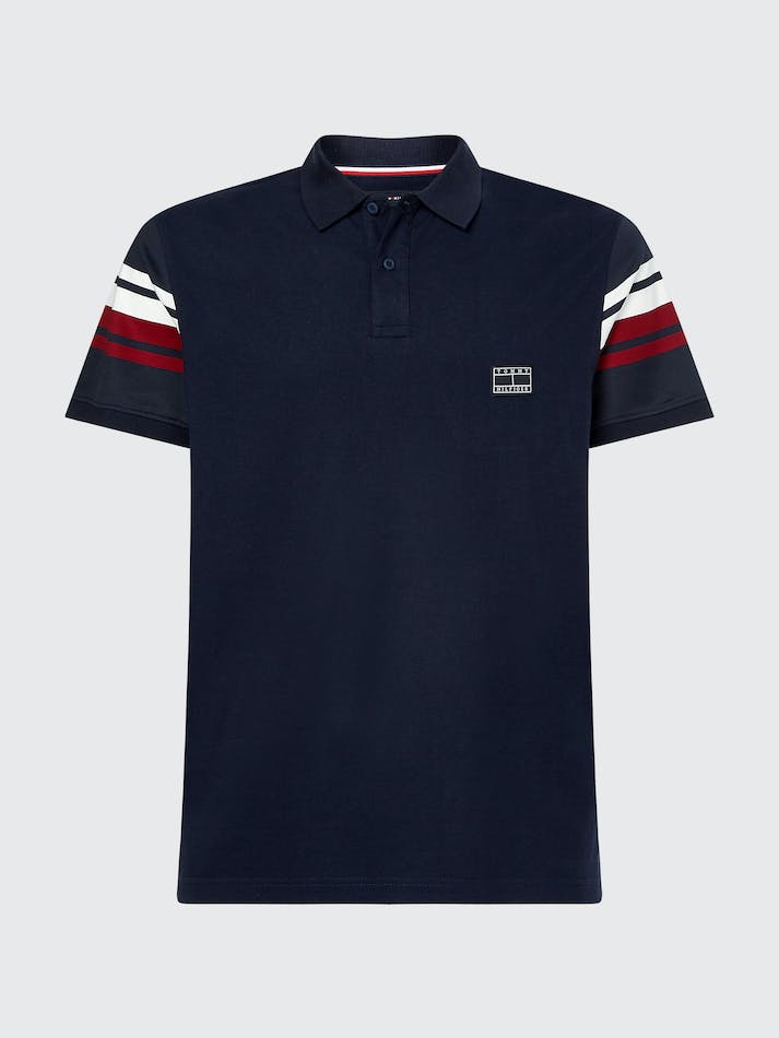 Tommy Hilfiger Tape Men's Polo Shirts Blue / Dark Red | tLrDoCdfFSMk