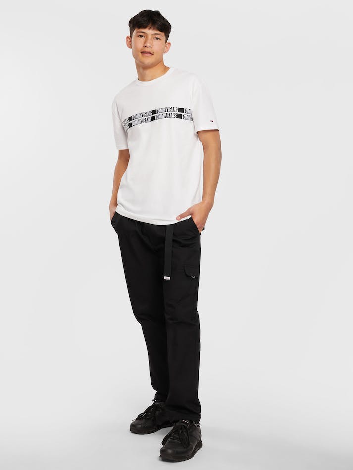 Tommy Jeans Tape Organic Cotton Men's T Shirts White | CrFN3S7xoao6