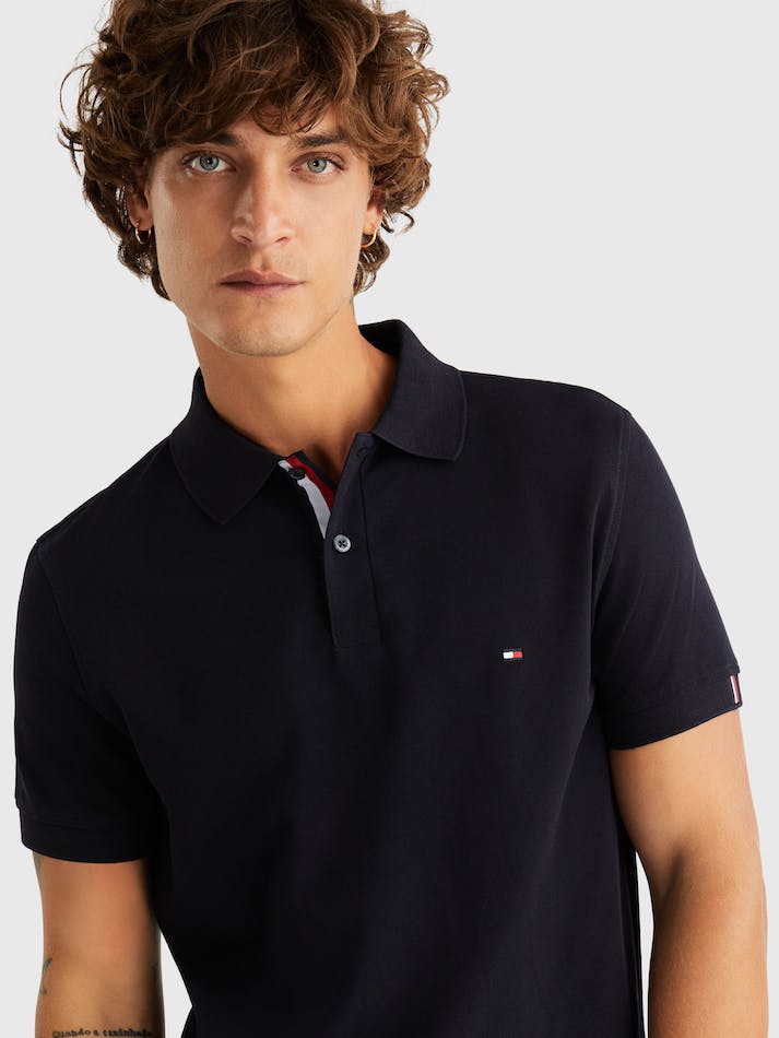 Tommy Hilfiger Tape Placket Regular Men's Polo Shirts Blue | OzEDPVKVqEbo