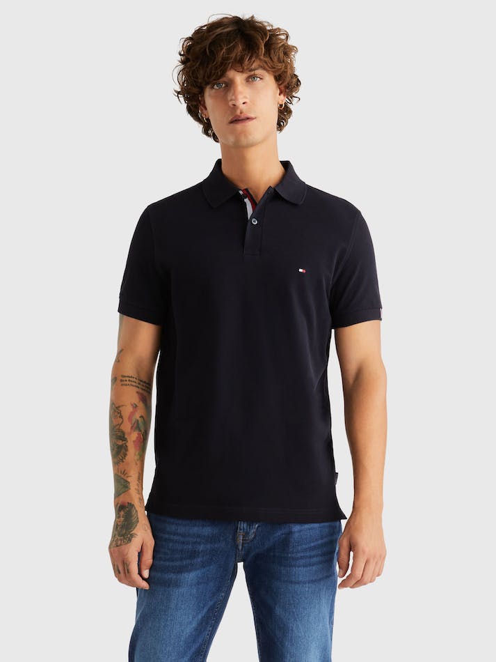 Tommy Hilfiger Tape Placket Regular Men\'s Polo Shirts Blue | OzEDPVKVqEbo